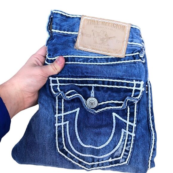 VINTAGE True Religion Jeans Size 30 RICKY FLAP T Blue - Picture 7 of 9